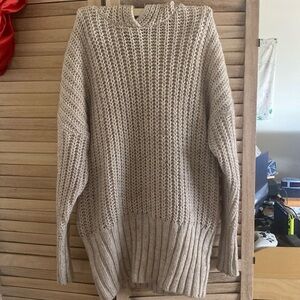 H&M oversized cable knit sweater with hood in off white - Size S